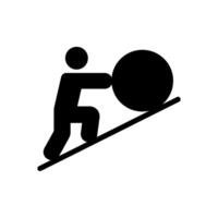 Effort icon with person pushing an object upwards vector