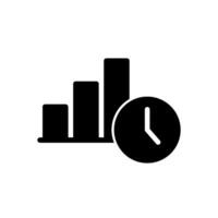 Productivity icon with bar graph and clock vector