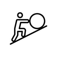 Effort icon with person pushing an object upwards vector