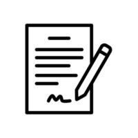 Commitment icon in the form of a letter sheet and signature pen vector