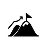 The challenge icon is a mountain with a flag or also means hiking vector