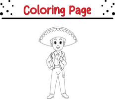 little boy coloring book page for adults and kids vector