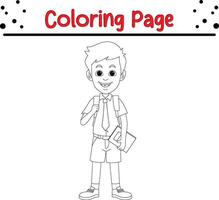 happy schoolboy coloring book page for adults and kids vector