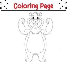 cute baby bear coloring book page for kids and adults vector