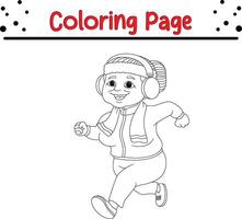 happy grandmother running coloring book page for kids and adults vector