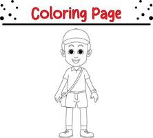 cute school boy coloring book page for kids and adults vector