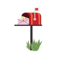 Mail box illustration. Open mailbox with letters. Letterbox. White isolated background. vector