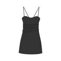 pequeño negro vestido. elegante mujer vestido. color plano ilustración aislado en blanco antecedentes. dibujado a mano estilo. vector