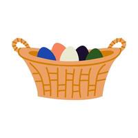 Easter egg basket. illustration in hand drawn style. White isolated background. vector