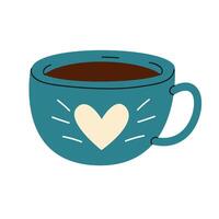 Cup with heart. Cute coffee cup. Hand-drawn style. illustration with white isolated background. vector