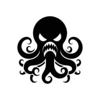 Hand drawn angry octopus logo icon silhouette illustration symbol vector