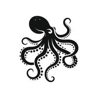 Hand drawn sea monster octopus logo icon silhouette illustration symbol vector