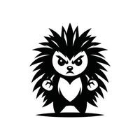 Angry Hedgehog Silhouette Icon logo vector