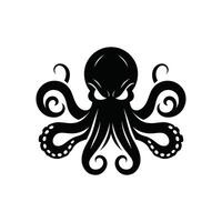 Hand drawn angry octopus logo icon silhouette illustration symbol vector