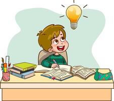 Illustration of cute kids solving problems studying together vector