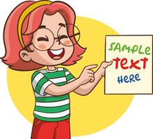 Illustration of a Little Boy Holding Space for Text. Children draw doodles with colored crayons. vector