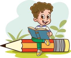 illustration of successful and hardworking children. illustration of children education modern books vector