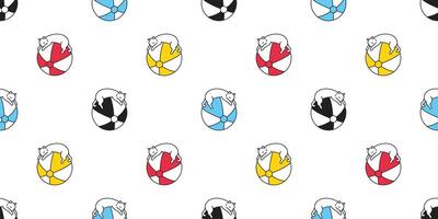cat seamless pattern kitten beach ball calico sport pet scarf isolated cartoon animal tile wallpaper repeat background doodle illustration design vector