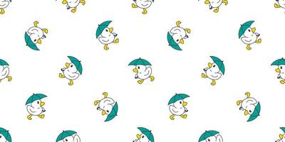 duck seamless pattern umbrella chicken bird pet scarf isolated cartoon animal tile wallpaper repeat background illustration doodle green design vector