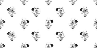 Bear seamless pattern polar bear riding bike cartoon motorcycle tile wallpaper repeat background illustration design vector