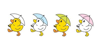 Pato icono paraguas logo pájaro pollo dibujos animados personaje símbolo garabatear ilustración diseño vector
