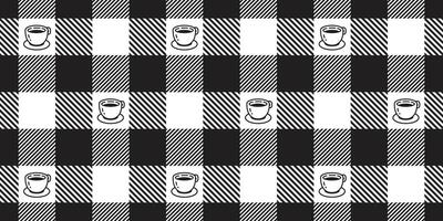 café té taza sin costura modelo comprobado tartán tartán té Leche vaso repetir antecedentes bufanda aislado loseta fondo de pantalla garabatear dibujos animados ilustración diseño vector