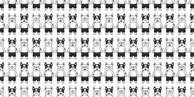 dog seamless pattern french bulldog cartoon character scarf isolated tile wallpaper repeat background gift wrap paper illustration design vector