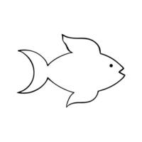 Fish Outline Design For Coloring Book. Marine Life Animal Illustration vector