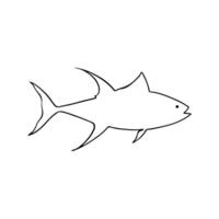 Fish Outline Design For Coloring Book. Marine Life Animal Illustration vector