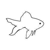 Fish Outline Design For Coloring Book. Marine Life Animal Illustration vector