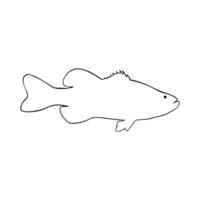 Fish Outline Design For Coloring Book. Marine Life Animal Illustration vector