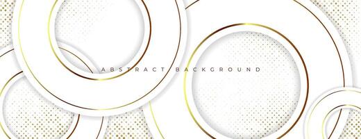 white and gold circular background with halftone vector