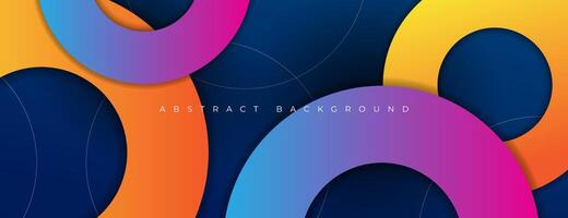 colorful circle shape wallpaper design. overlapping geometric shapes composition with gradient color vector