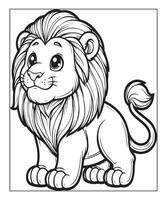 león para colorear página para niños vector