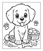 AI generated cute puppy coloring page illustration vector