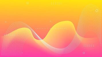 yellow and pink gradient wave background with wavy lines vector