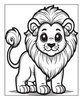 Lion coloring page for kids vector