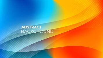 blue and orange gradient background with wavy lines and halftone vector