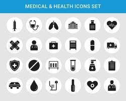 Medical icons set silhouette vector