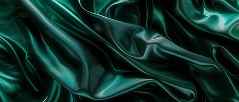 Shiny and silky emerald green fabric cloth for background. photo