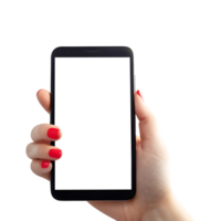 Girl Holding Empty Screen Mobile png