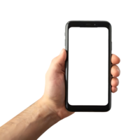 Men Holding Empty Screen Mobile png