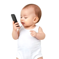 söt bebis innehav tömma skärm mobil png
