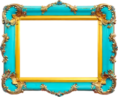 blue and gold photo frame png