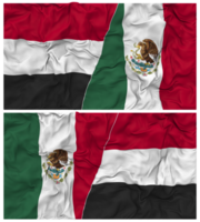 Mexico and Yemen Half Combined Flag with Cloth Bump Texture, Bilateral Relations, Peace and Conflict, 3D Rendering png