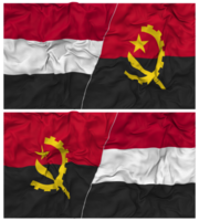 angola et Yémen moitié combiné drapeau avec tissu bosse texture, bilatéral rapports, paix et conflit, 3d le rendu png