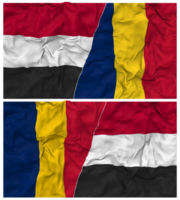 Tschad und Jemen Hälfte kombiniert Flagge mit Stoff stoßen Textur, bilateral Beziehungen, Frieden und Konflikt, 3d Rendern png