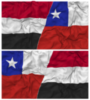 Chili et Yémen moitié combiné drapeau avec tissu bosse texture, bilatéral rapports, paix et conflit, 3d le rendu png