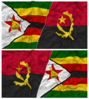 angola et Zimbabwe moitié combiné drapeau avec tissu bosse texture, bilatéral rapports, paix et conflit, 3d le rendu png