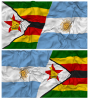 Argentina and Zimbabwe Half Combined Flag with Cloth Bump Texture, Bilateral Relations, Peace and Conflict, 3D Rendering png